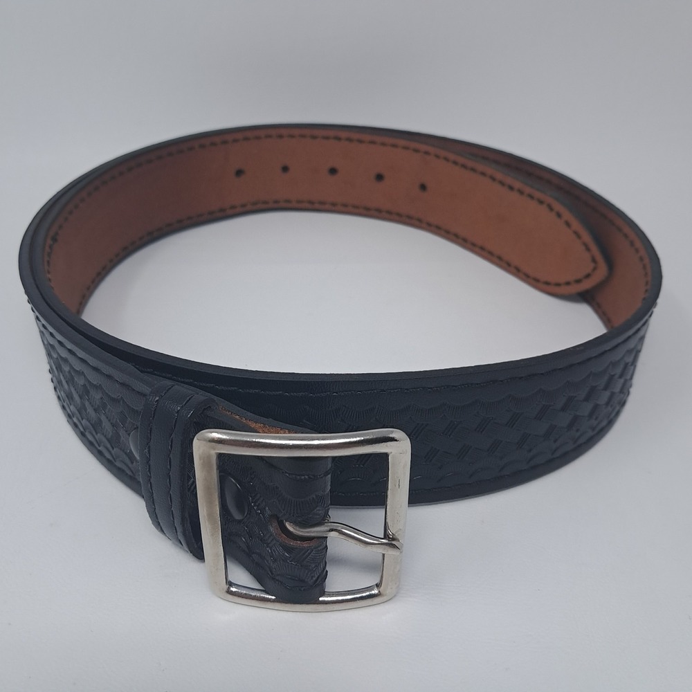 Safariland Model 51 Garrison Belt 42 Black Leather Basketweave Duty Uniform 3616